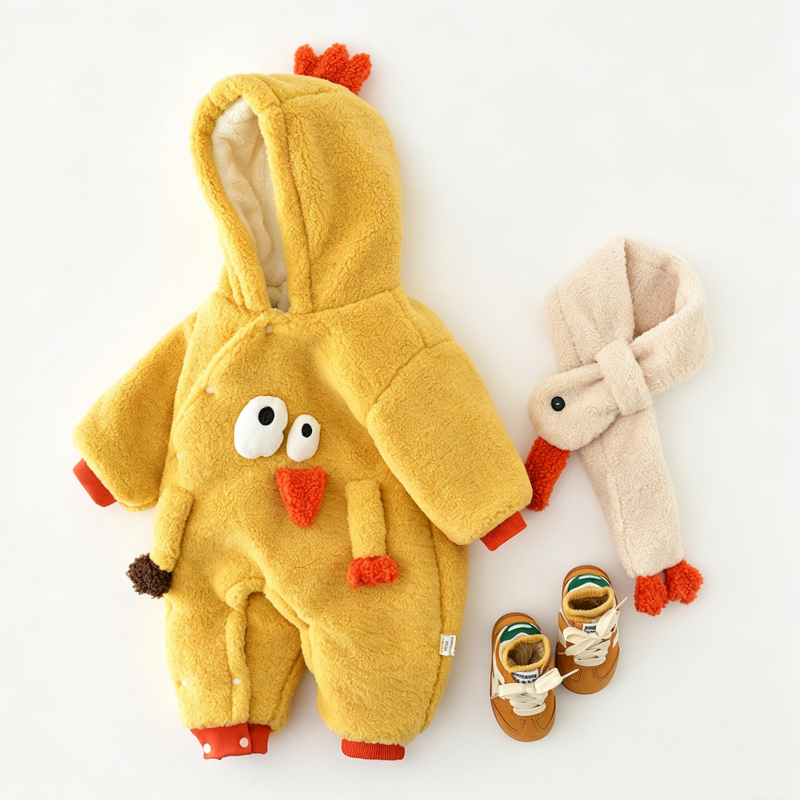Baby Unisex Chick Hooded Romper