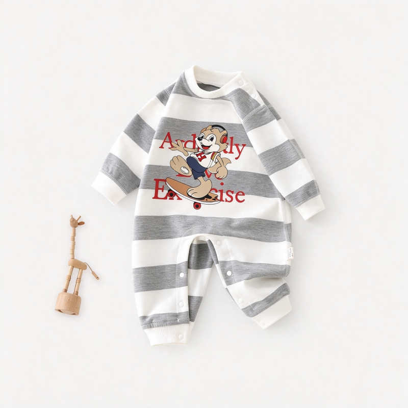 Striped Long Sleeve Baby Romper Outfit