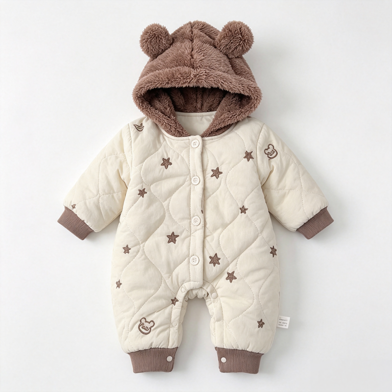 Baby Unisex Star Bear Warm Romper