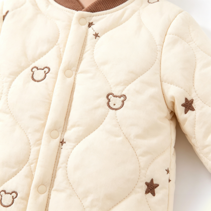Baby Boy Embroidered Bear Warm Romper