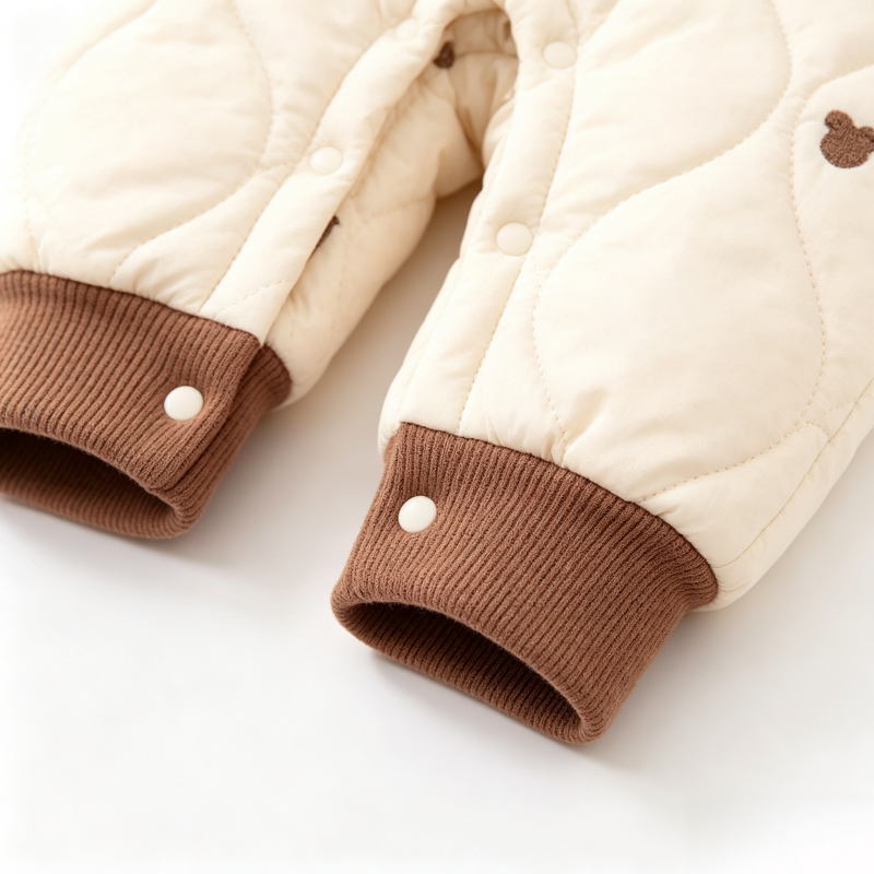 Baby Boy Embroidered Bear Warm Romper