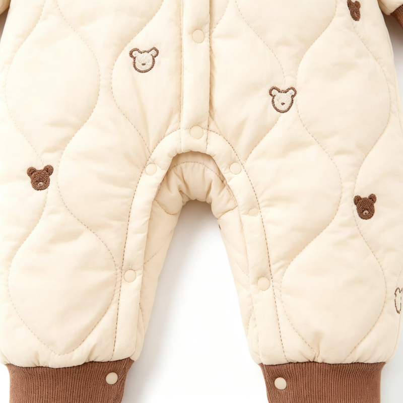 Baby Boy Embroidered Bear Warm Romper