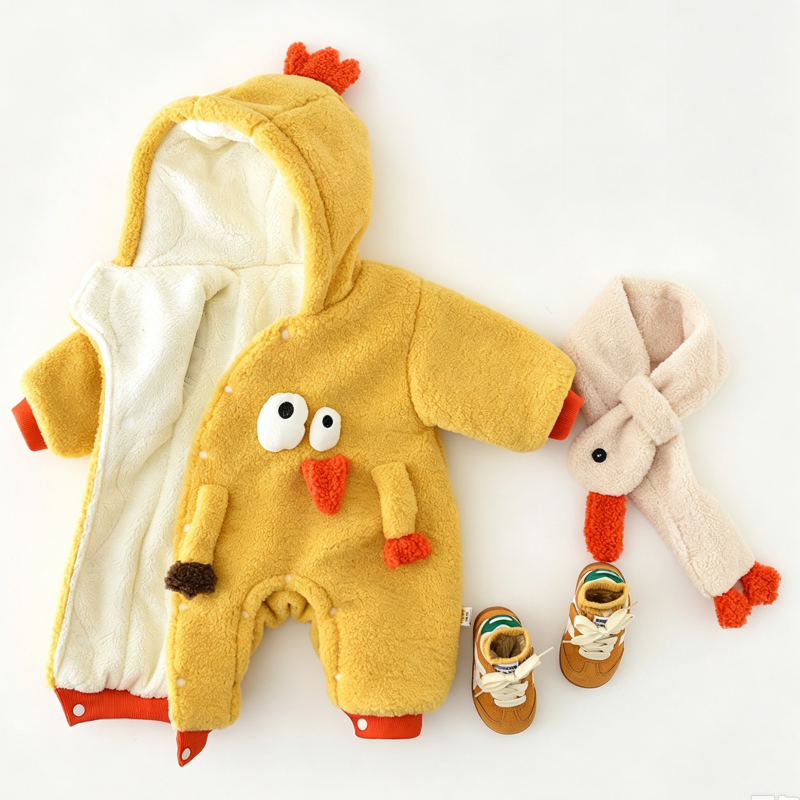 Baby Unisex Chick Hooded Romper