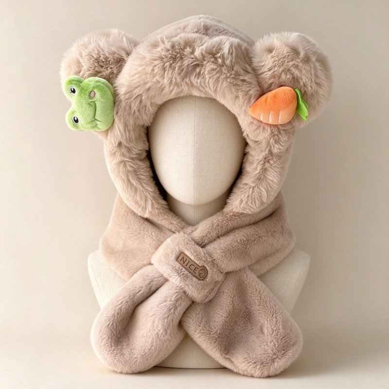 Baby Fluffy Ear Protection Hat & Scarf Set