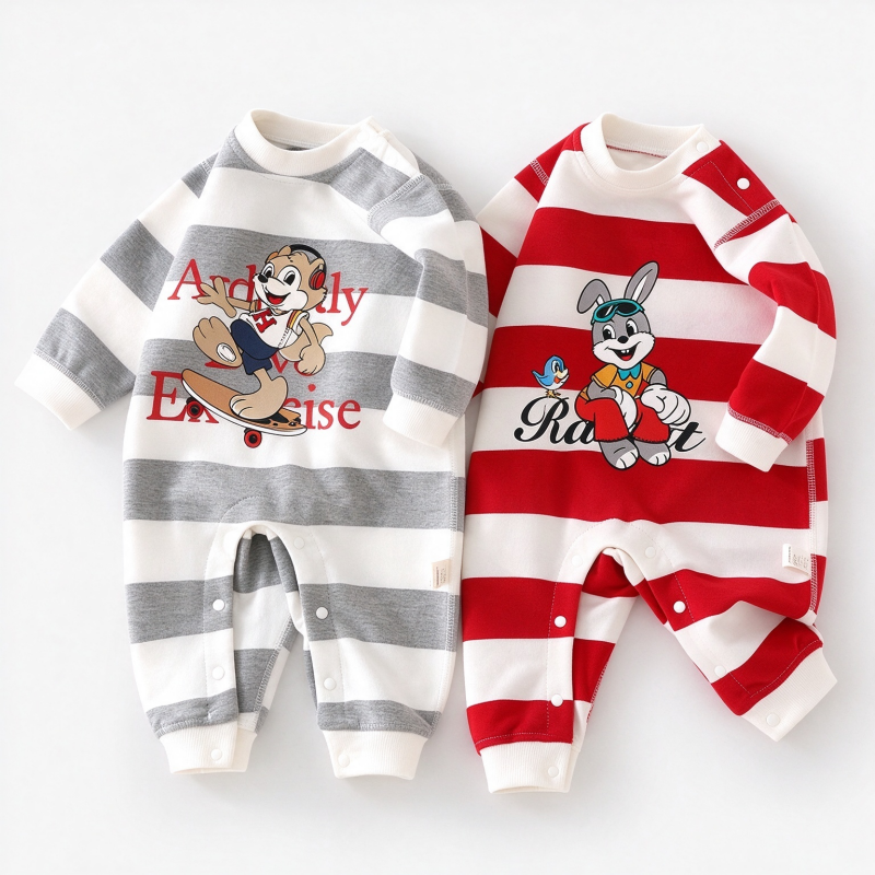Striped Long Sleeve Baby Romper Outfit