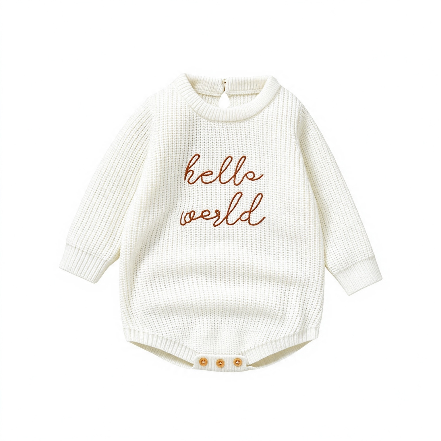 Letter Embroidered Long Sleeve Baby Romper