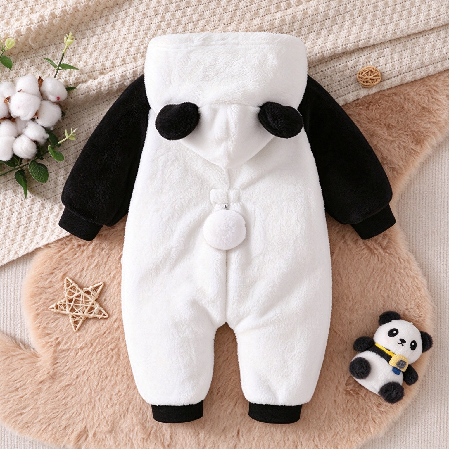 Baby Unisex Panda Hooded Romper