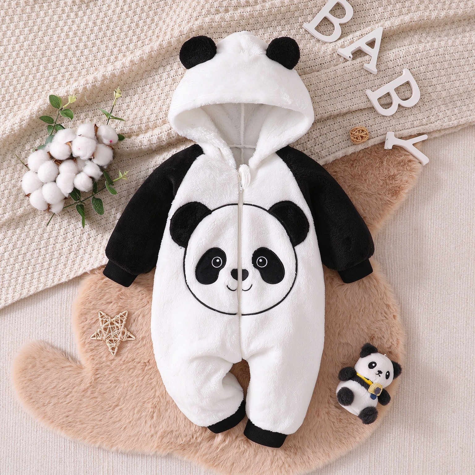 Baby Unisex Panda Hooded Romper