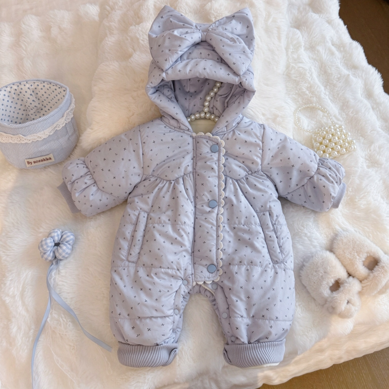 Baby Girl Hooded Warm Romper