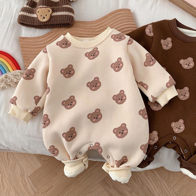 Baby Bear Print Warm Romper