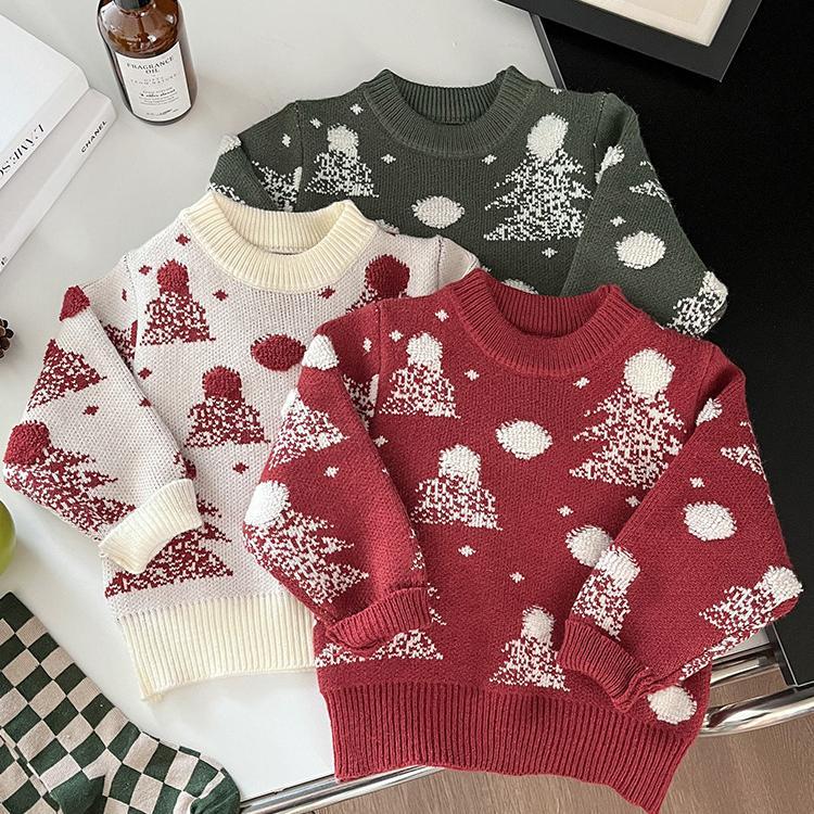 Baby Jacquard Embroidered Little Tree Knit Sweater