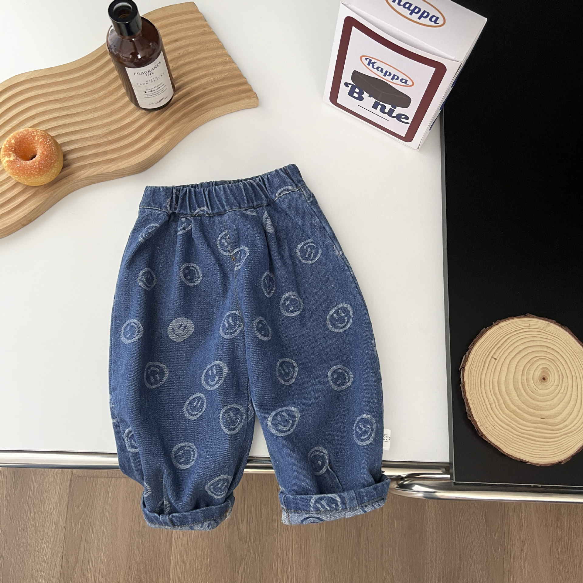 Baby Blue Smiley Peplum Trousers