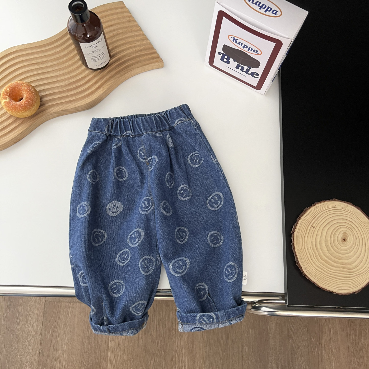 Baby Blue Smiley Peplum Trousers