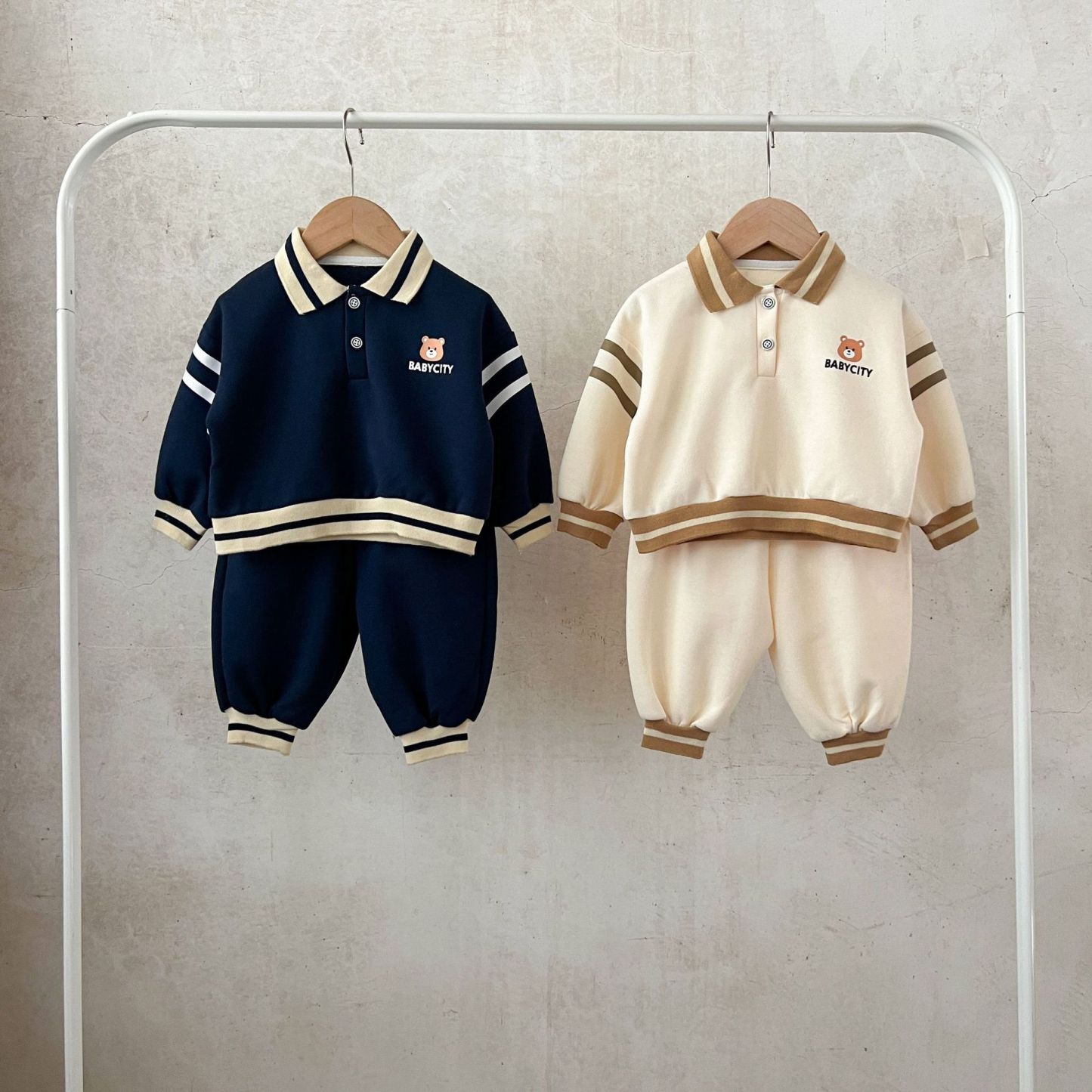2pcs Baby Lapel Top and Loose Trousers Set