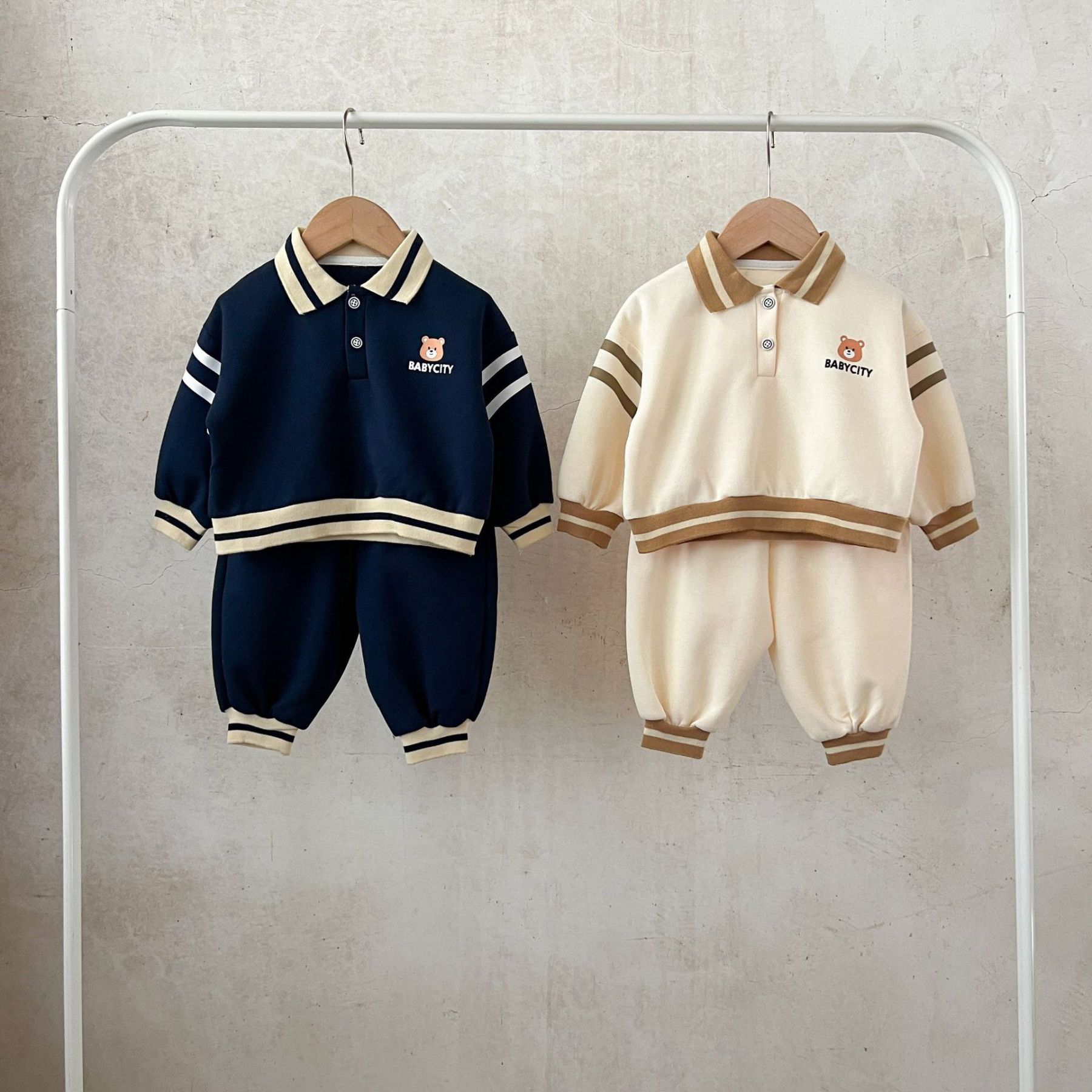 2pcs Baby Lapel Top and Loose Trousers Set