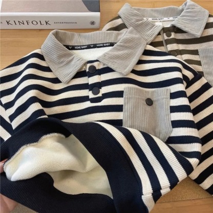 Baby Stripe One Piece Fleece Polo Shirt