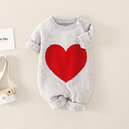 Baby Heart Print Thickened Romper