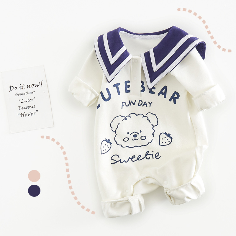 Baby Bear Navy Style Cartoon Romper