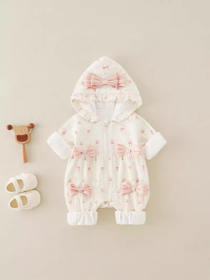 Baby Girl Pink Princess Bow Tie WIth Hat Romper