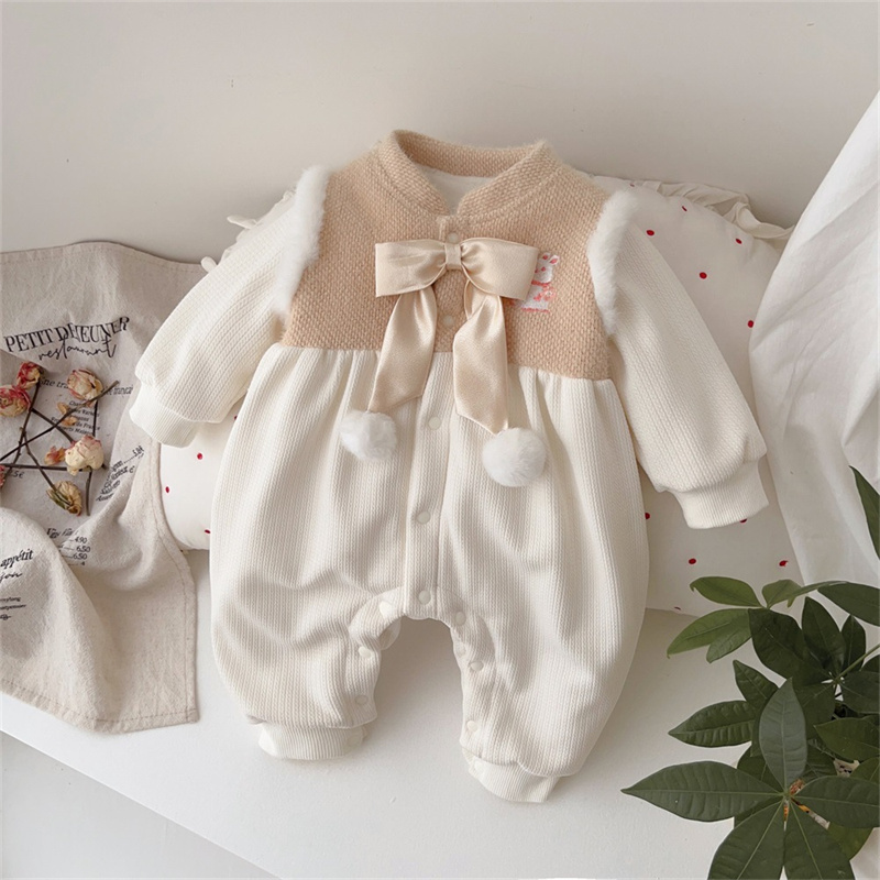 Baby Cartoon Cute Bow Tie Romper