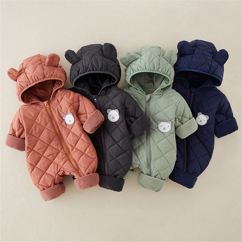Baby Boy/Girl Cute Bear Thickened Hooded Romper