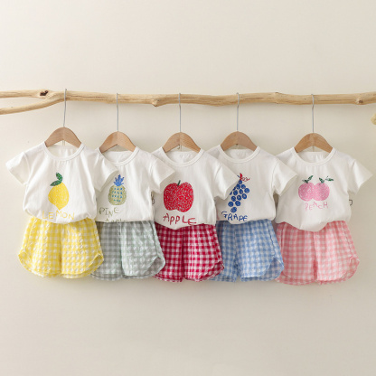 2pcs Baby Girl/Boy Cute Fruit Pattern T-shirt with Pant Set
