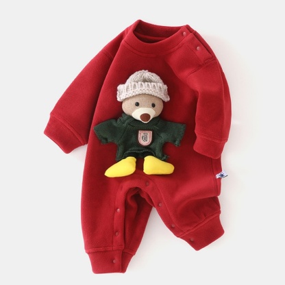Baby Cute Padded 3D Bear Long Sleeve Romper