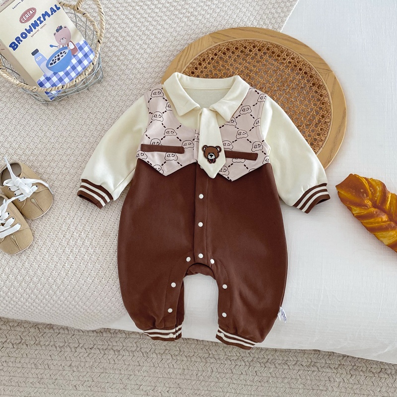 Baby Boy Cute Bear Tie Romper