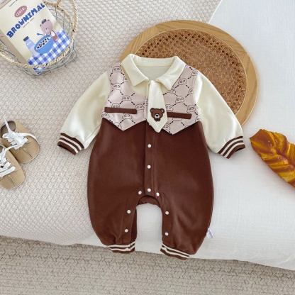 Baby Boy Cute Bear Tie  Romper