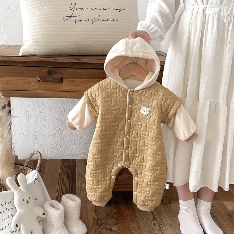 Baby Cute Bear Hooded Cotton Romper