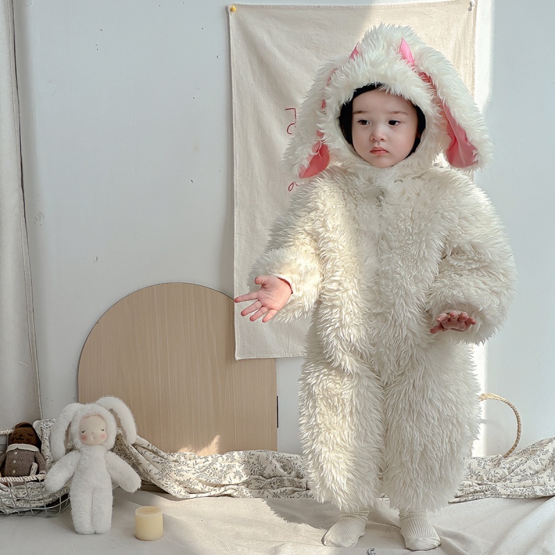 Baby Girl Cute LCute Bunny Fluffy With Hat Romper