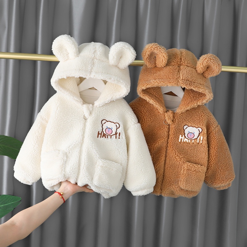 Baby Cute Bear Hooded Thickened Plush Top