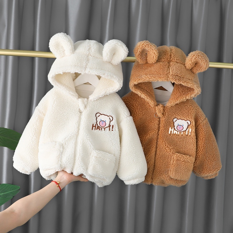 Baby Cute Bear Hooded Thickened Plush Top