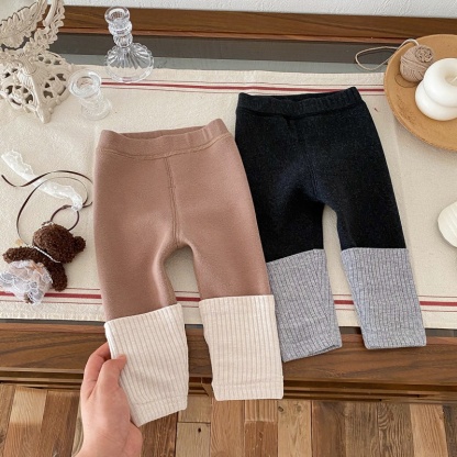 Baby Girl Colour Blocking Stacked Design Padded Winter Bottoms Pants