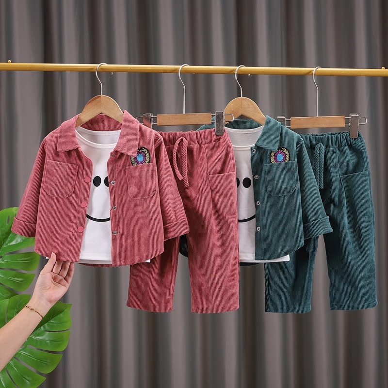 2pcs Baby Boy/Girl Chest Badge Corduroy Set