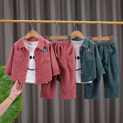 2pcs Baby Boy/Girl Chest Badge Corduroy Set
