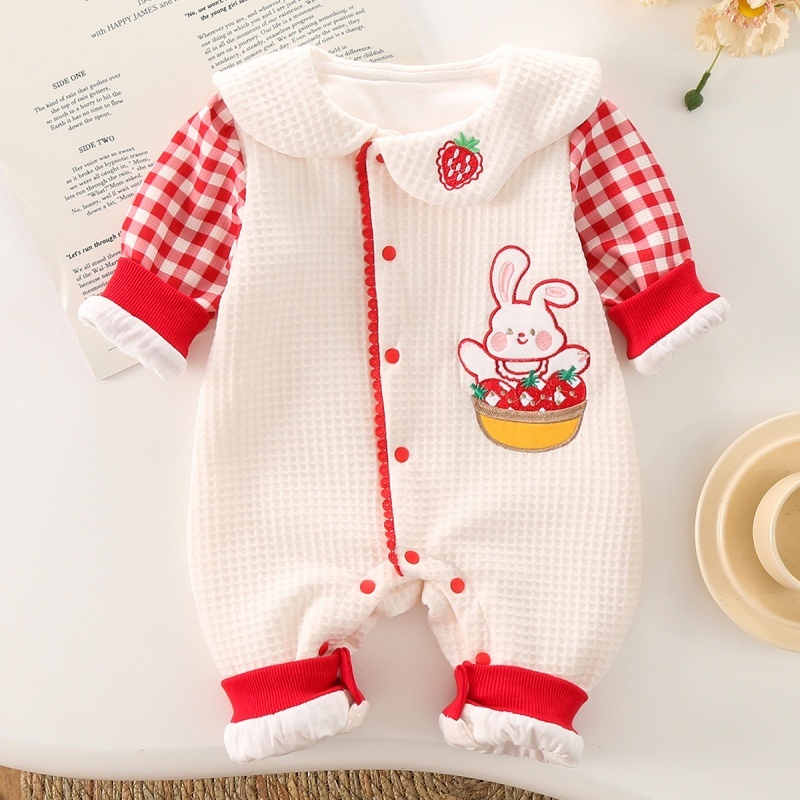 Baby Girl Cute Bunny Strawberry Romper