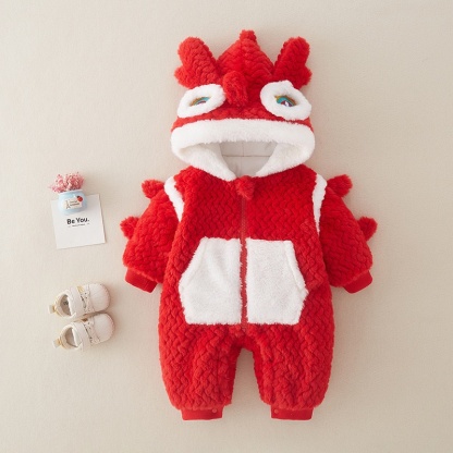 Baby Boy Chinese Dragon Hooded Thickened and Cotton Romper