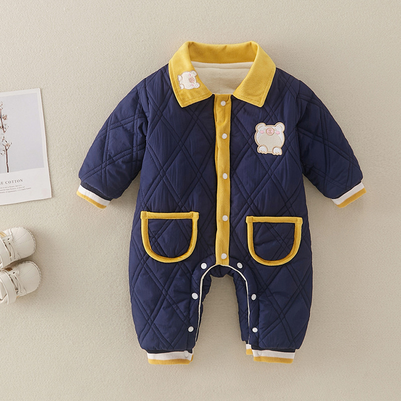 Baby Girl Cute Fluffy Rabbit Padded Fleece Double Layer Long Sleeve Ro