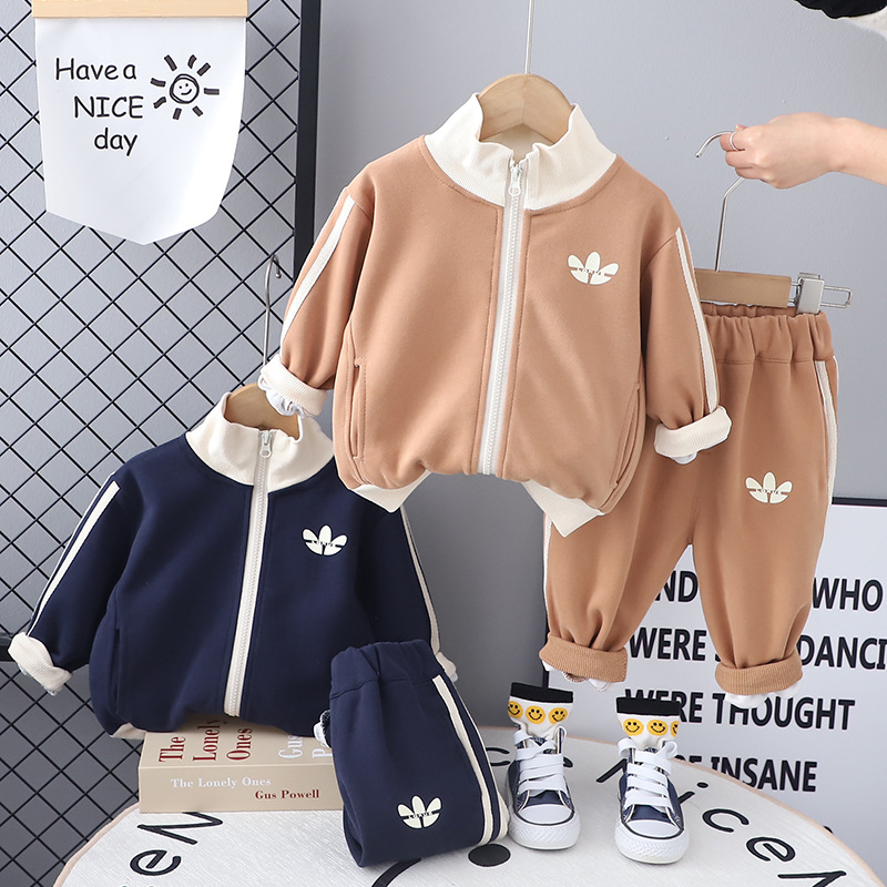 2pcs Baby Boy Cardigan Zip Casual Long Sleeve Set