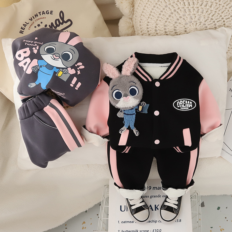 2pcs Baby Girl Cute Cartoon Baseball Suit Set