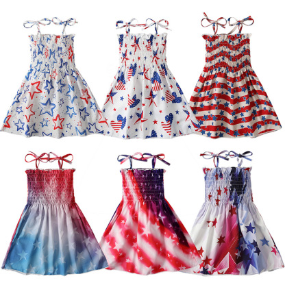 Baby Girl Independence Day Strappy Print Dress