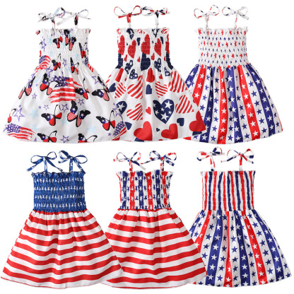 Baby Girl Independence Day Strappy Ensign Print Dress