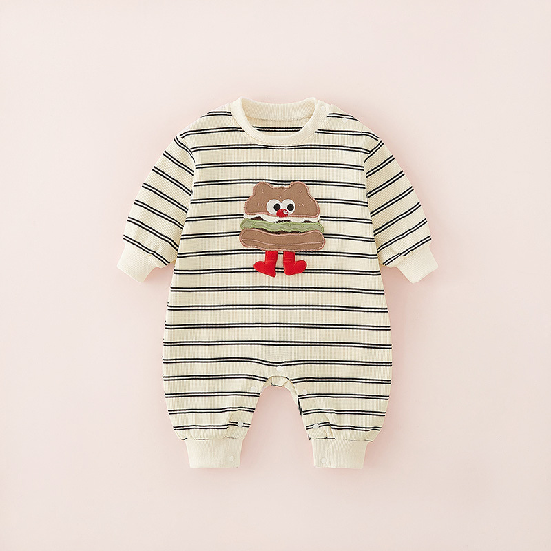 Baby Boy Cute Cartoon Stripes Romper
