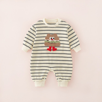 Baby Boy Cute Cartoon Stripes Romper