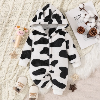 Baby Boy Cute Black And White Cow Romper