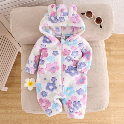 Baby Girl Colourful Floral Flannel Romper