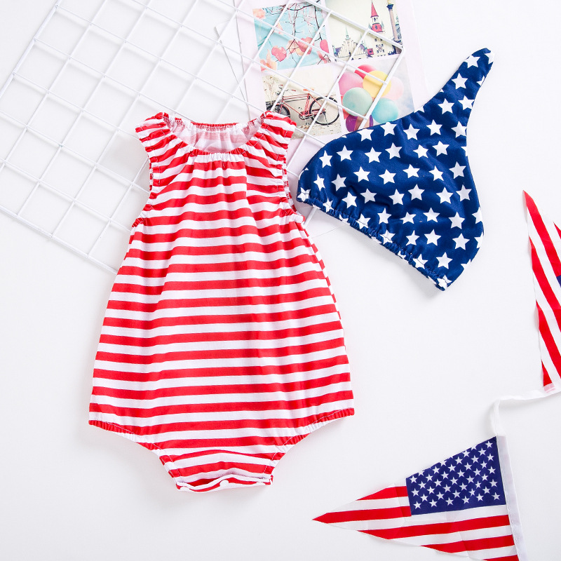 Baby Girl Red and White Stripes Bodysuit with Hat