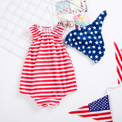 Baby Girl Red and White Stripes Bodysuit with Hat