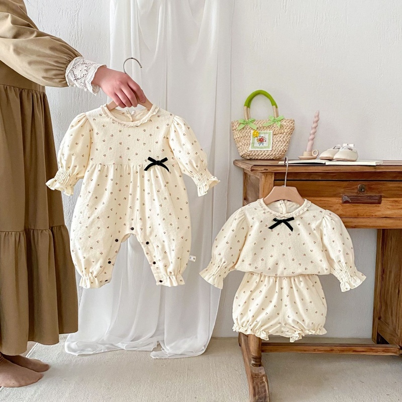 Baby Girl Small Crushed Flower Romper